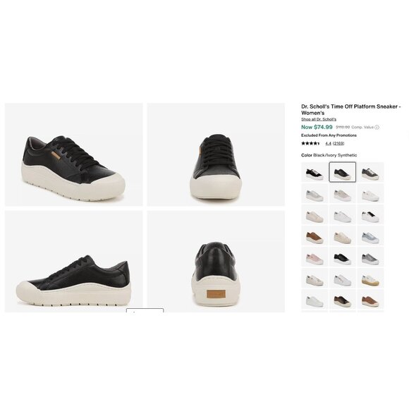Dr.‎ Scholl's Womens Time Off Platform Sneakers Size 7.5 Black Ivory Shoes - Picture 11 of 11